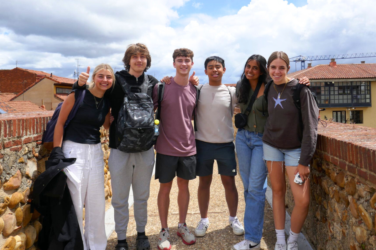 Dede Rippetoe-Reed Scholarship recipient, Caleb Reust, pictured with friends made in Spain during his study abroad trip